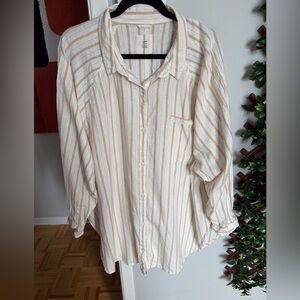 Aerie Beige and White Striped Tunic size XXL